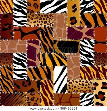 Patchwork Textile Pattern. Seamless Quilting Design Background.