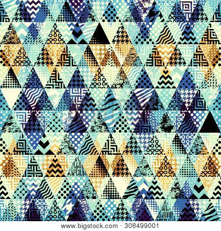 Seamless Vector Pattern Background Of A Triangles.