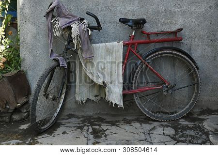 A Bicycle Used To Dry The Clothes In Village Palashi, Parner, Ahmednagar.