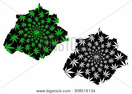Aguascalientes (united Mexican States, Mexico, Federal Republic) Map Is Designed Cannabis Leaf Green