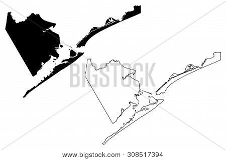 Galveston County, Texas (counties In Texas, United States Of America,usa, U.s., Us) Map Vector Illus