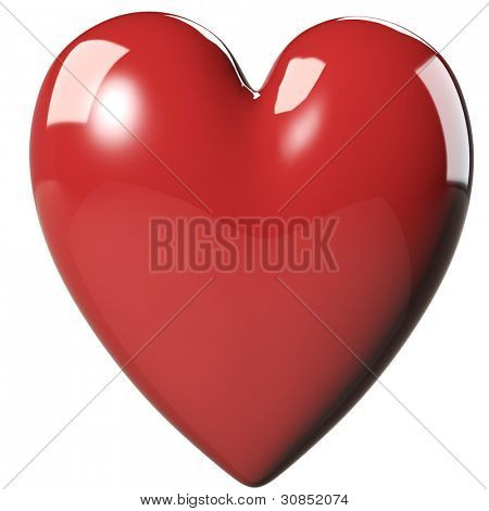 rendering 3D del cuore rosso.
