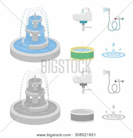 Vector Design Of Water And Drop Sign. Set Of Water And Splash Vector Icon For Stock.