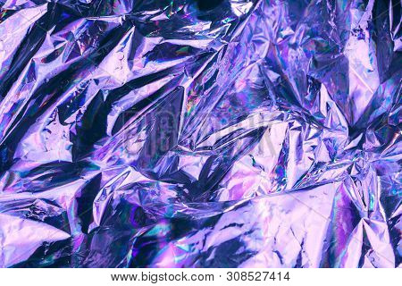 Vaporwave Style Holographic Texture Background: Neon Pink Funky Paint Texture.