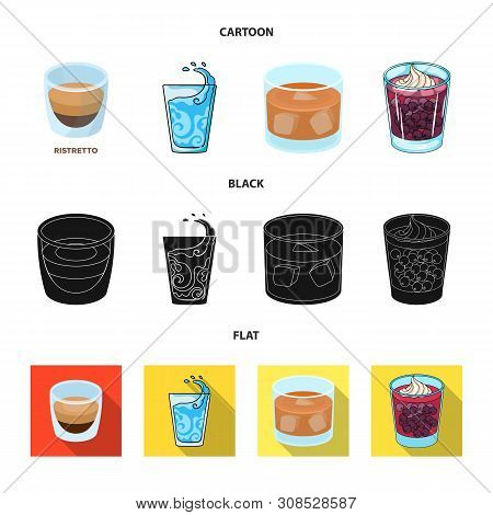 Vector Design Of Glass And Transparent Symbol. Set Of Glass And Empty Vector Icon For Stock.