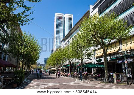 Frankfurt - May 5: People Walk On A Pedestrian Zone On May 5, 2013 In Frankfurt, Germany. Frankfurt 