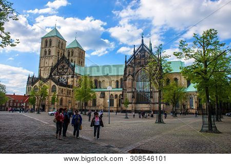 Muenster, Germany - May 9: St. Pauls Cathedral In Munster, Germany On May 9, 2013. It Is The Citys M