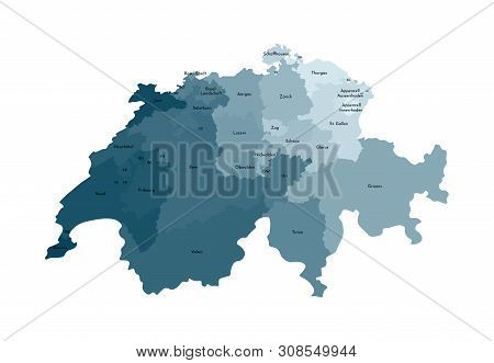 Vector Isolated Illustration Of Simplified Administrative Map Of Switzerland. Borders And Names Of T
