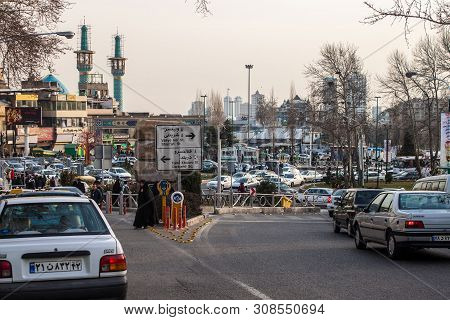 Tehran - February 22: Traffic On Tarjish Square On February 22, 2013 In Tehran, Iran. Tehran Is Iran