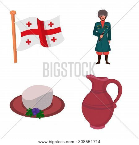 Vector Illustration Of Caucasus And Traditions Sign. Set Of Caucasus And Attributes Stock Vector Ill