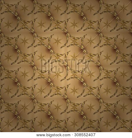 Abstract Doodles Pattern. Nice Background. Vector Illustration. Seamless Cute Fabric Pattern. Beige 