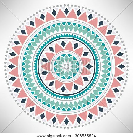 Ornamental Round Pattern. Tribal Mandala. Geometrical Circle Isolated On White Background. Vector Il