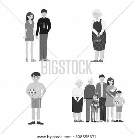 Vector Design Of Face And Portrait Symbol. Collection Of Face And Happy Stock Symbol For Web.