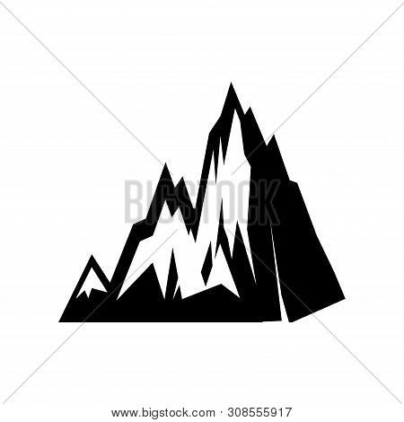 Mountain Top Black Silhouette With Snowy Peak, Mountain Logo, Hills Logo, Mountain Symbol, Mountain 