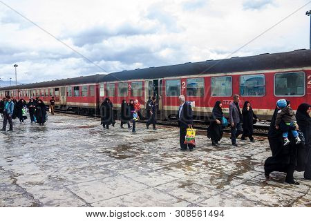 Dorud, Iran - March 6: Unidentidied People On A Train Station In Dorud, Iran On March 6, 2013. Dorud