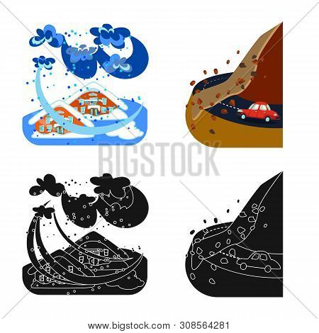 Isolated Object Of Weather And Distress Symbol. Collection Of Weather And Crash Vector Icon For Stoc