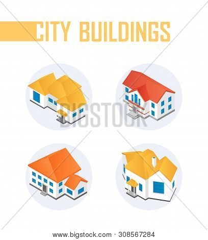 City Buildings - Modern Vector Colorful Isometric Elements
