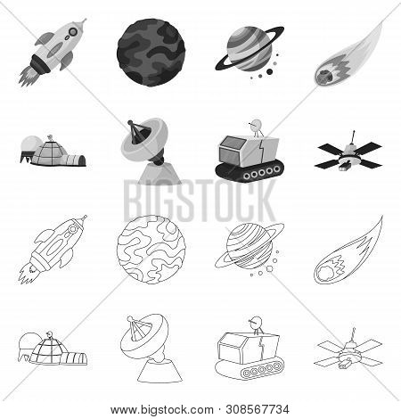 Vector Design Of Astronomy And Technology Sign. Set Of Astronomy And Sky Stock Vector Illustration.