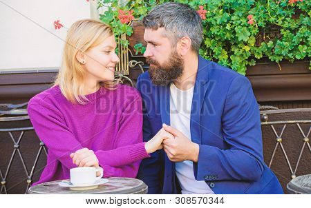 Casual Meet Acquaintance Public Place. Romantic Couple. Normal Way To Meet And Connect With Other Si