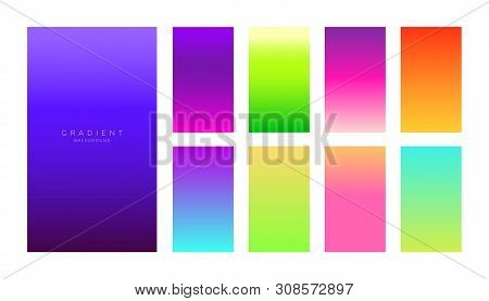 Gradients Collection. Smartphone Screens With Vivid Colors. Abstract Backgrounds Set