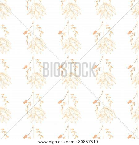Color Lotus Flower Hand Drawn, Floral Seamless Pattern, Simple Vector Illustration
