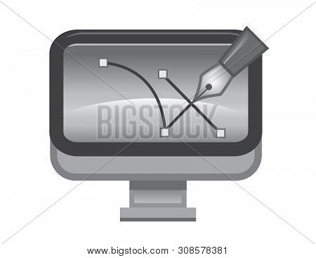 Cartoon Vector Gray Scale Illustration Vector Tool Computer