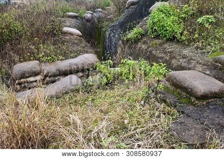 Recovered Frech Trenches In Dien Bien Phu, Vietnam. Dbp Is A City In Northwestern Vietnam, Best Know