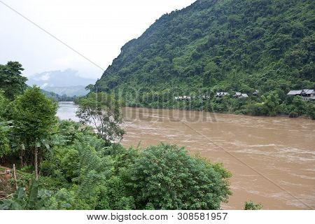 Nam Ou River In Nong Khiaw Village, Northern Laos