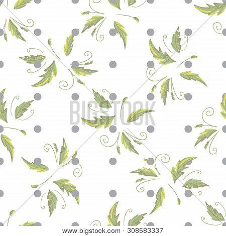 Grean Leaf Pattern  Hand Drawn Illustration With Grunge Simple Texture