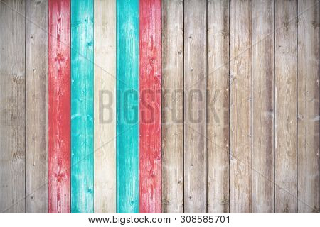 Wood Texture Background Surface With Lgbt Flag. Vintage Timber Texture Background.