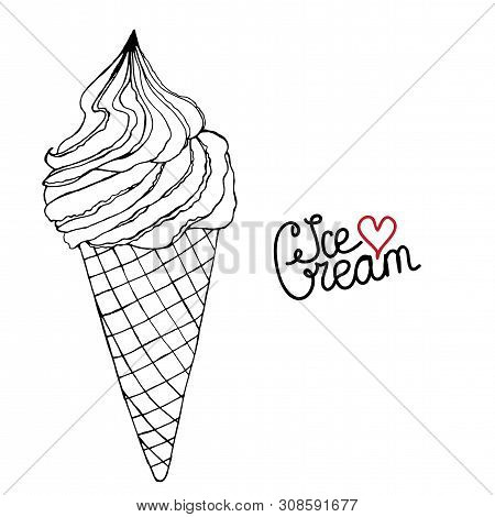 Vector Ice Cream For Coloring Book For Adult And Kids