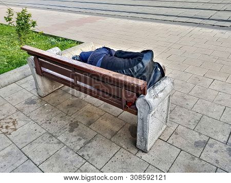 City Homeless On The Bench