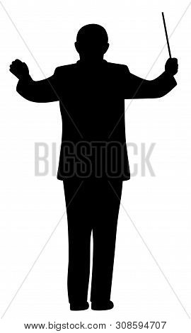 Music Conductor Silhouette. Isolated White Background. Eps File Available.