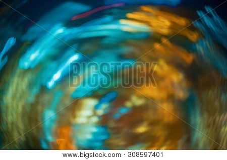 Blurred Abstract Bokeh Background Of City Lights At Night