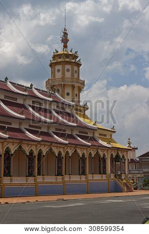 Cao Dai Temple In Tay Ninh Near Ho Chi Minh City Saigon In Vietnam
