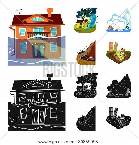 Vector Illustration Of Weather And Distress Icon. Collection Of Weather And Crash Stock Vector Illus