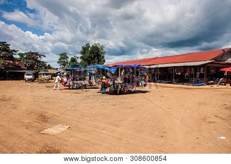 Pakse, Laos - Sep 9: View Of A Market In Pakse, Laos On Sep 9, 2013. Pakse Is The Third Most Populou