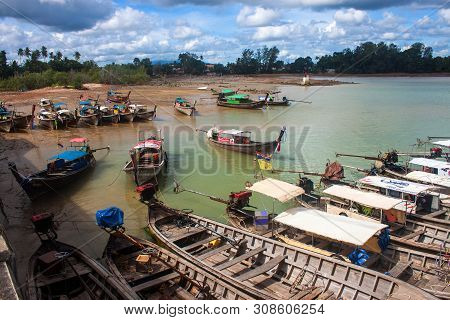 Krabi, Thailand - September 5: Typical Long Tail Boats On September 5, 2013 In Krabi Province, Thail