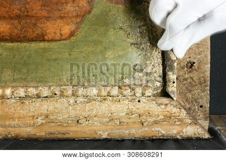 Restoration: Close Up. Conservation Of Paintings. Conservation Of Sculptures