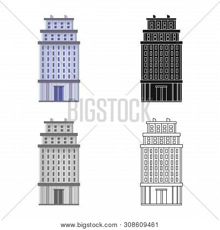 Vector Design Of Skyscraper And Hotel Icon. Set Of Skyscraper And Office Vector Icon For Stock.