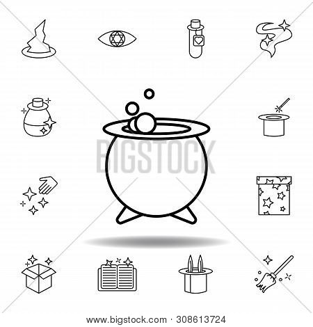 Magic Food Pot Outline Icon. Elements Of Magic Illustration Line Icon. Signs, Symbols Can Be Used Fo