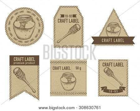 Craft Labels Vintage Design With Illustration Of Honey Stock Illustration