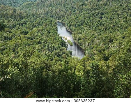 The Arthur River From Sumac Lookout In The Tarkine Forest Of Tas