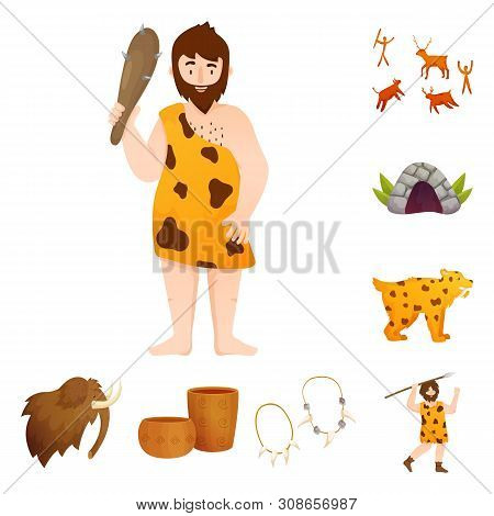Isolated Object Of Age And Stone Icon. Set Of Age And Primitive Stock Vector Illustration.