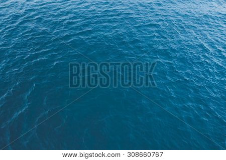 Beach Top View With Pattern Wave. Stock Photo Image Of Blue Color Deep Ocean Water, Sea Surface. Sof