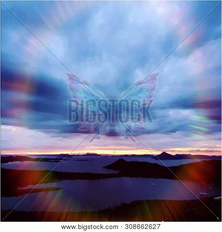 Butterfly And Rainbow, Dark Clouds And Calm Waters, Photographed At Gariepdam, South Africa