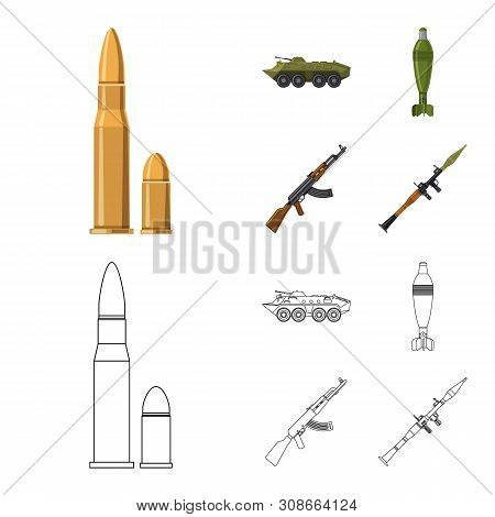Vector Illustration Of Weapon And Gun Sign. Set Of Weapon And Army Stock Vector Illustration.
