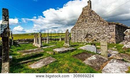 Graveyard And A Part Of The Medieval Church Of Killilagh In The Village Of Doolin, Wonderful Spring 