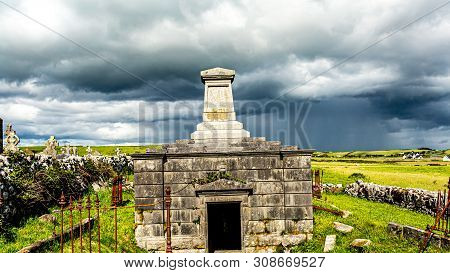 The Stone Mausoleum Of The Medieval Church Of Killilagh In The Village Of Doolin, Wonderful Contrast
