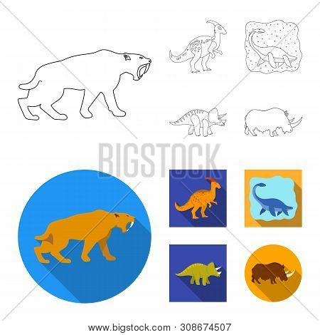 Isolated Object Of Animal And Character Icon. Collection Of Animal And Ancient Stock Vector Illustra